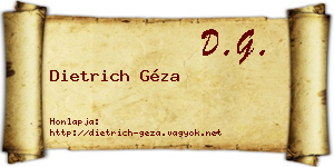 Dietrich Géza névjegykártya